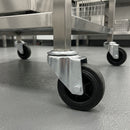 80mm swivel bolt hole castor with black rubber wheel and plain bearing, 70kg load capacity