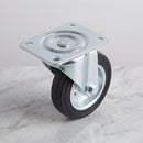 80mm Swivel Castor Black Rubber on Pressed Steel Wheel Roller Bearing Top Plate 50kg Load Capacity 2