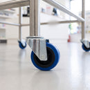80mm Swivel Castor Blue Non-Marking Rubber on Polypropylene Wheel Roller Bearing 12mm Bolt Hole 100kg Load Capacity 1