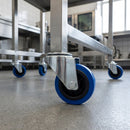 80mm Swivel Castor Blue Non-Marking Rubber on Polypropylene Wheel Roller Bearing 12mm Bolt Hole 100kg Load Capacity 3