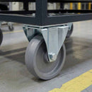 Dim Gray 80mm Pressed Steel Fixed Castor - Grey Cast Iron Wheel & 4-Bolt-Hole - 120kg Load Capacity