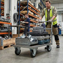 80mm Pressed Steel Fixed Castor Wheel - Black Rubber on Pressed Steel - 60kg Load Capacity