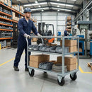 80mm Pressed Steel Fixed Castor with Black Rubber on Polypropylene Wheel - 60kg Load Capacity