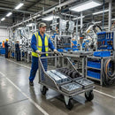 80mm Pressed Steel Fixed Castor with Black Rubber on Polypropylene Wheel - 60kg Load Capacity