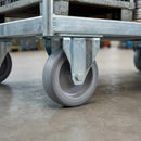 80mm Zinc Plated Fixed Retail Castor Wheel - Grey Thermoplastic Rubber Wheel - 50kg Load Capacity