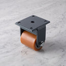 82mm Fixed Castor Orange Polyurethane on Cast Iron Wheel 100mm Tread Top Plate 1000kg Load Capacity 2