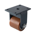 82mm Fixed Castor Orange Polyurethane on Cast Iron Wheel 100mm Tread Top Plate 1000kg Load Capacity 4