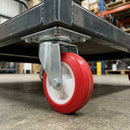 125mm Pressed Steel Swivel Castor – Red Polyamide Wheel