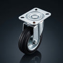 100mm Pressed Steel Swivel Castor – Black Rubber Wheel