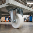 200mm Pressed Steel Fixed Castor – 230kg Load Capacity