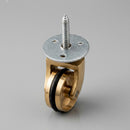 32mm Brass Swivel Castor – Rubber Tyre, Threaded Stem