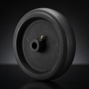 Black Rubber Wheel 200mm Cast Iron 20mm Plain Bore