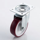 100mm Swivel Castor Red Polyurethane 200kg Load Capacity