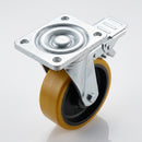 250mm Braked Heavy Duty Castor - Polyurethane on Cast Iron Wheel