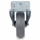 White Smoke Pressed Steel Fixed Castors With Grey Cast Iron Wheel - 80mm & 100mm
