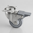 80mm Stainless Steel Braked Castor – TPR Wheel