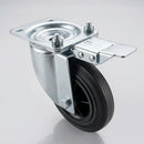 200mm Directional Lock Castor Black Rubber
