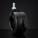 65mm Black Braked Rubber Twin Wheel Castor Stem Fitting