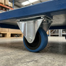 75mm Fixed Castor - Blue Rubber Wheel, 32mm Tread