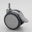 65mm Twin Wheel Furniture Castor with Brake – M10 x 25mm Stem