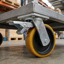 250mm Braked Heavy Duty Castor - Polyurethane on Cast Iron Wheel