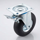 260mm Braked Swivel Castor Black Puncture Proof 350kg Load Capacity