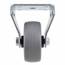 White Smoke Pressed Steel Fixed Castors With Grey Rubber on Black Polypropylene Wheel - 50mm to 100mm