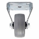 White Smoke Pressed Steel Fixed Castors With Grey Rubber on Black Polypropylene Wheel - 50mm to 100mm