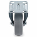White Smoke 80mm Pressed Steel Fixed Castor - Grey Cast Iron Wheel & 4-Bolt-Hole - 120kg Load Capacity