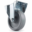 White Smoke 80mm Pressed Steel Fixed Castor - Grey Cast Iron Wheel & 4-Bolt-Hole - 120kg Load Capacity
