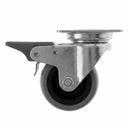 Fixed Castor Wheel Grey Rubber on Black Polypropylene Wheel