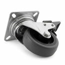 Fixed Castor Wheel Grey Rubber on Black Polypropylene Wheel