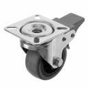 Fixed Castor Wheel Grey Rubber on Black Polypropylene Wheel