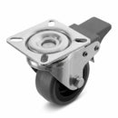 Fixed Castor Wheel Grey Rubber on Black Polypropylene Wheel