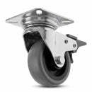 Fixed Castor Wheel Grey Rubber on Black Polypropylene Wheel