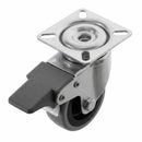 Fixed Castor Wheel Grey Rubber on Black Polypropylene Wheel