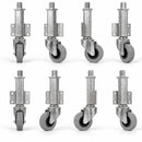 80mm Medium-Duty Swivel Jacking Castor with Grey Rubber Wheel - 70kg Load Capacity