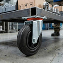 Dim Gray Pressed Steel Swivel Castors with Black Rubber on Polypropylene Wheel - 80mm to 150mm