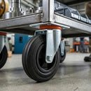 Dim Gray 125mm Pressed Steel Swivel Castor with Black Rubber on Polypropylene Wheel - 110kg Load Capacity