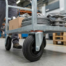 Dark Gray 80mm Pressed Steel Swivel Castor with Black Rubber on Polypropylene Wheel - 60kg Load Capacity