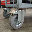 Pressed Steel Braked Swivel Castors with Grey Rubber on Pressed Steel Wheel