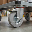 Pressed Steel Braked Swivel Castors with Grey Rubber on Pressed Steel Wheel