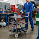 Dim Gray Pressed Steel Braked Swivel Castors with Grey Rubber on Pressed Steel Wheel - 80mm to 200mm