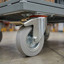 Pressed Steel Braked Swivel Castors with Grey Rubber on Pressed Steel Wheel