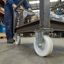 Pressed Steel Fixed Castors Wheel with White Nylon - 80mm-200mm, 120kg-230kg Load Capacity