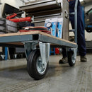 Pressed Steel Fixed Castors with Black Rubber on Pressed Steel Wheel