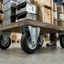 Pressed Steel Fixed Castors with Black Rubber on Pressed Steel Wheel