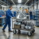 Pressed Steel Fixed Castors with Black Rubber on Pressed Steel Wheel