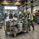 Pressed Steel Fixed Castors with Black Rubber on Pressed Steel Wheel