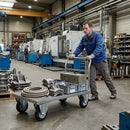 Pressed Steel Fixed Castors with Black Rubber on Pressed Steel Wheel